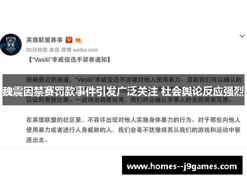 魏震因禁赛罚款事件引发广泛关注 社会舆论反应强烈